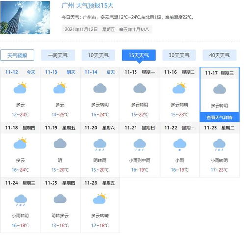 广州天气15天天气预报（广州天气预报15天查询天天气）